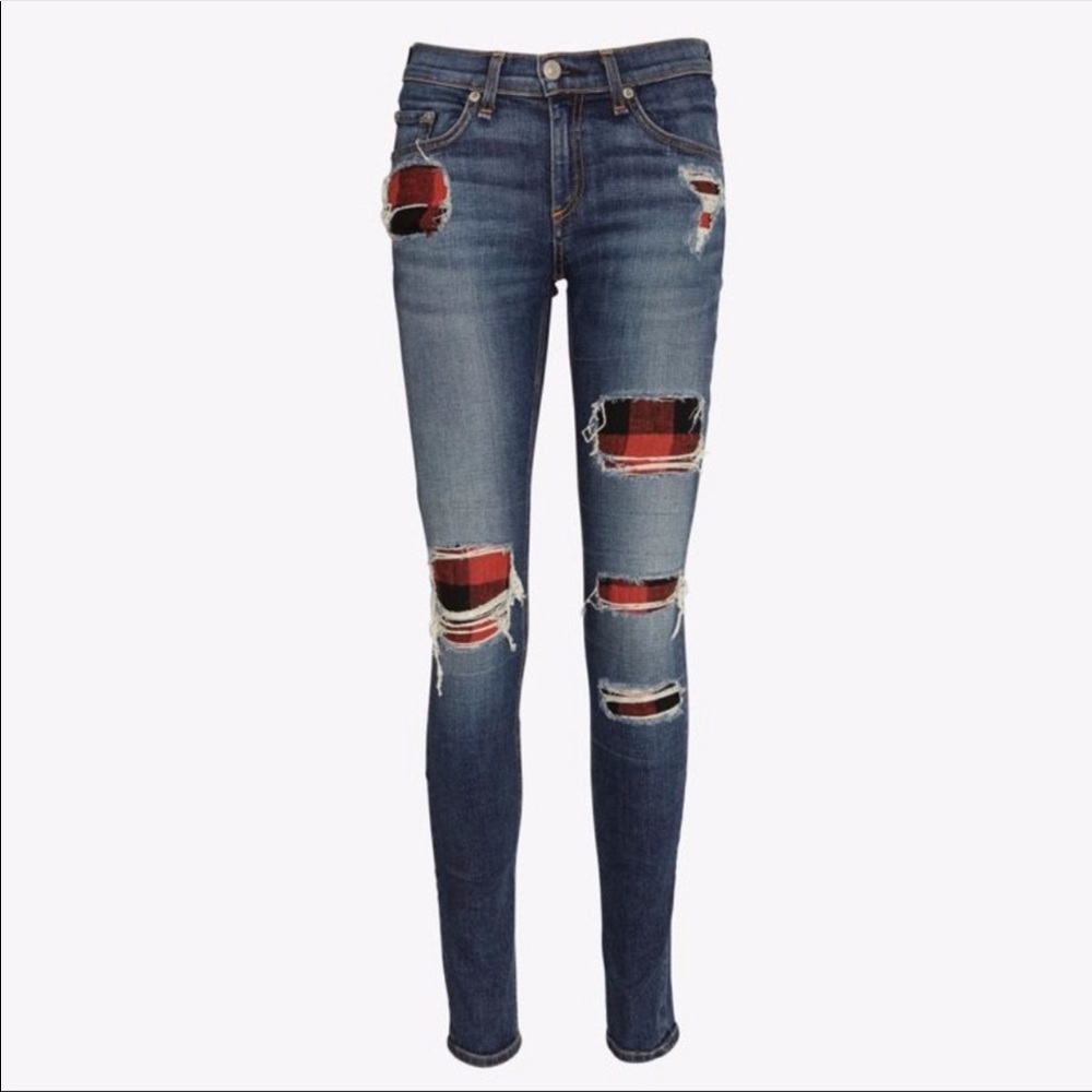 Rag and Bone Sloane skinny jeans plaid size 24